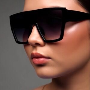 Oversized Square Ladys Sunglasses Women Black Gradient Lenses Bold Modern Outfit